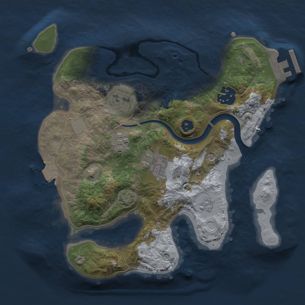 Rust Map: Procedural Map, Size: 2500, Seed: 58455318, 9 Monuments