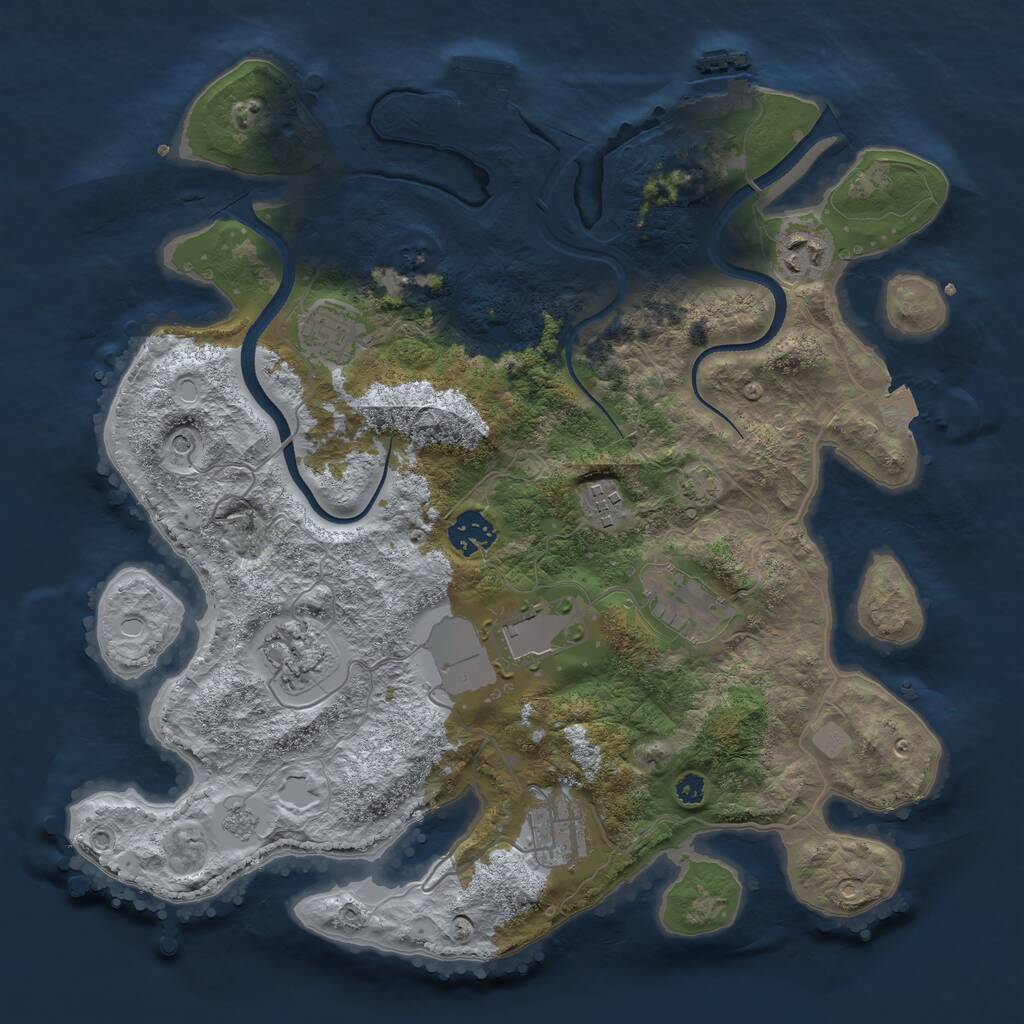 Rust Map: Procedural Map, Size: 3500, Seed: 1064699939, 14 Monuments