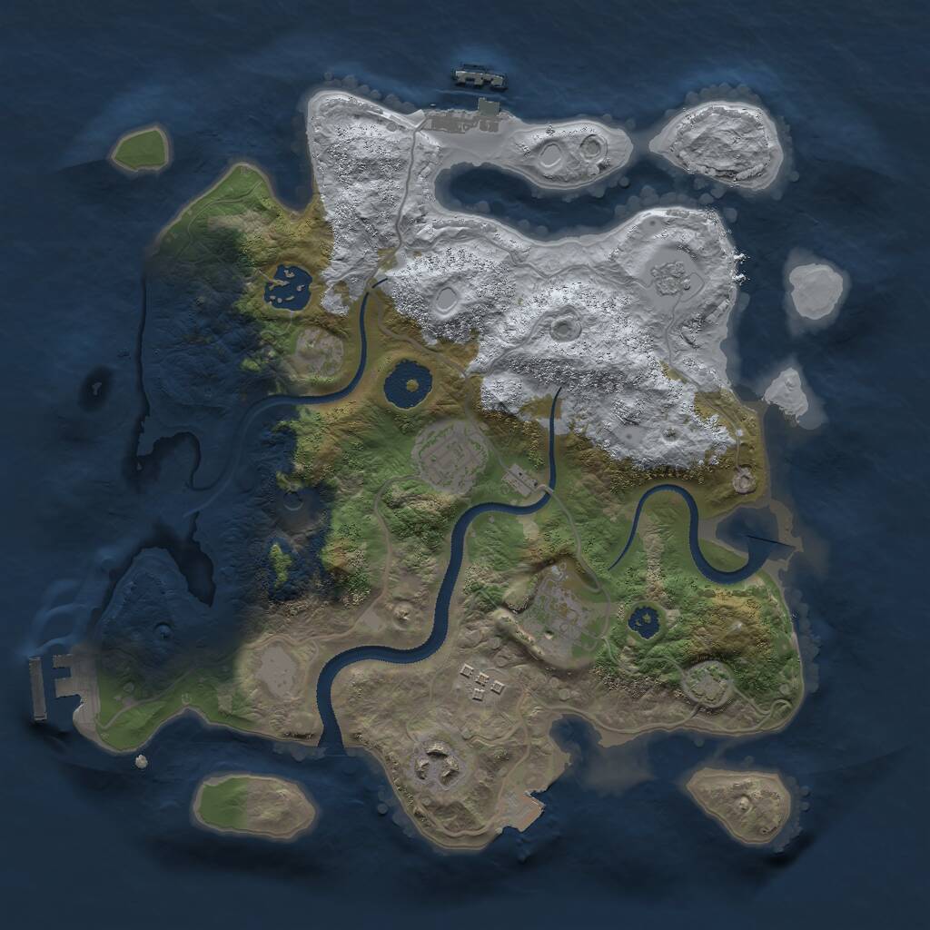 Rust Map: Procedural Map, Size: 3000, Seed: 4587, 11 Monuments