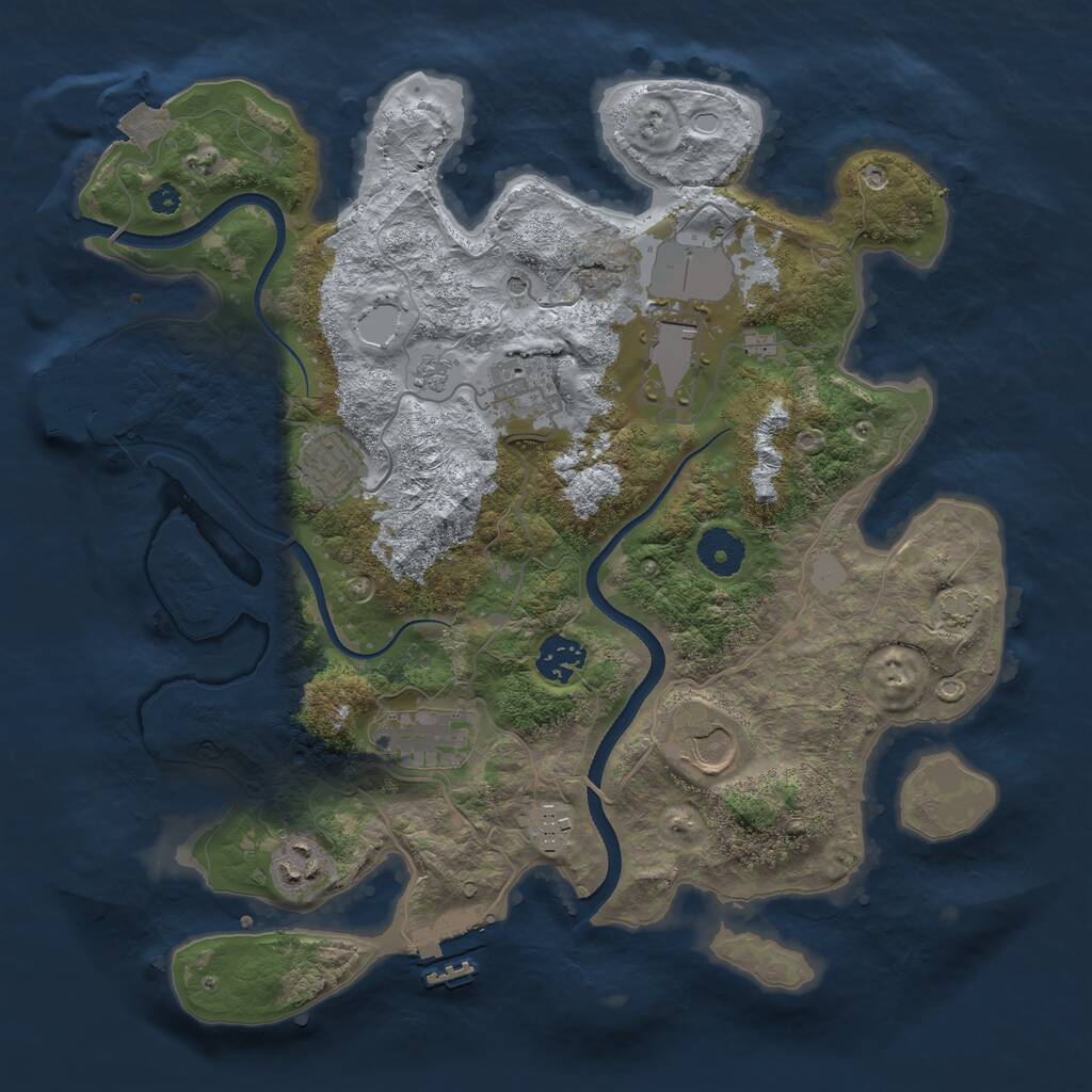 Rust Map: Procedural Map, Size: 3500, Seed: 457162681, 14 Monuments