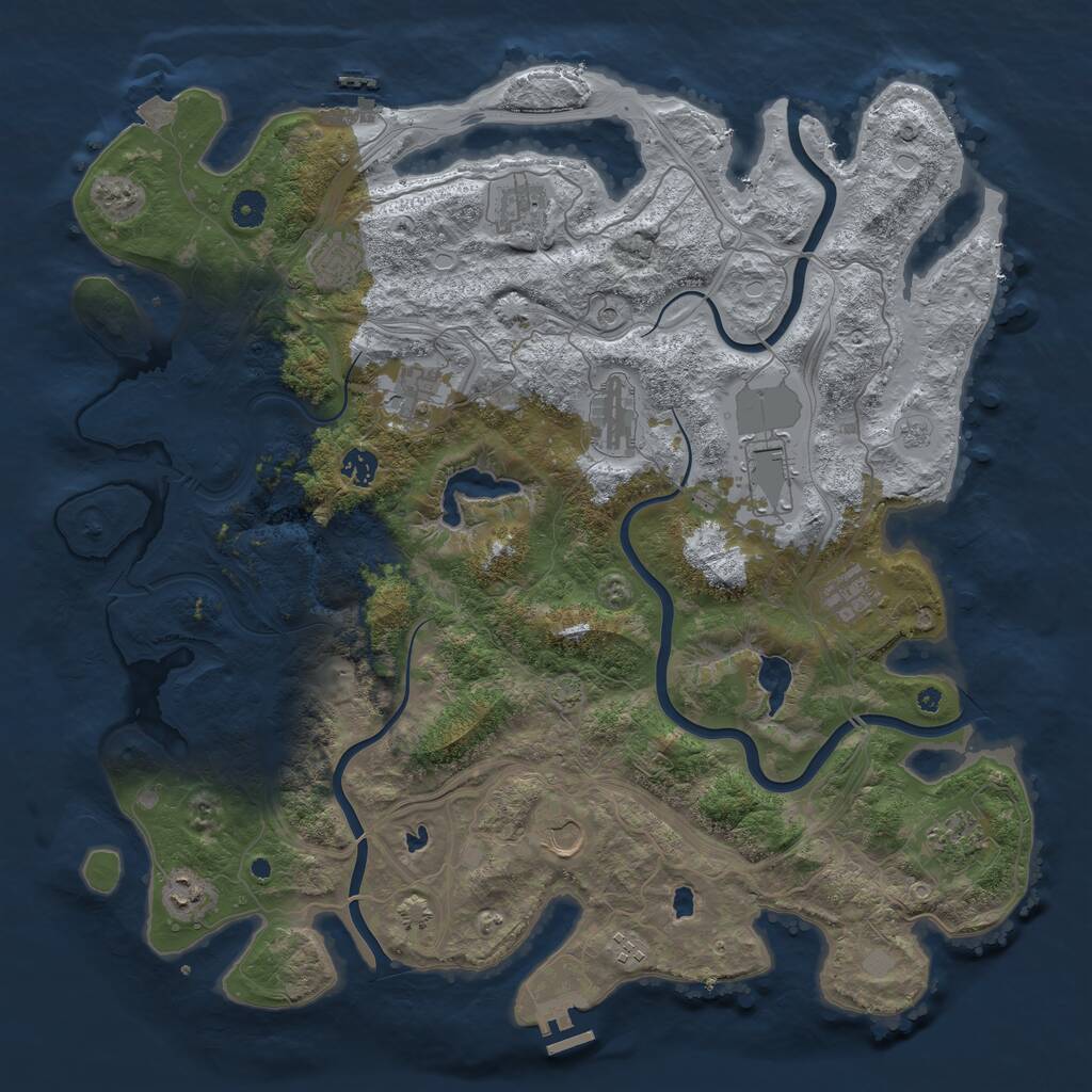 Rust Map: Procedural Map, Size: 4500, Seed: 800659834, 17 Monuments
