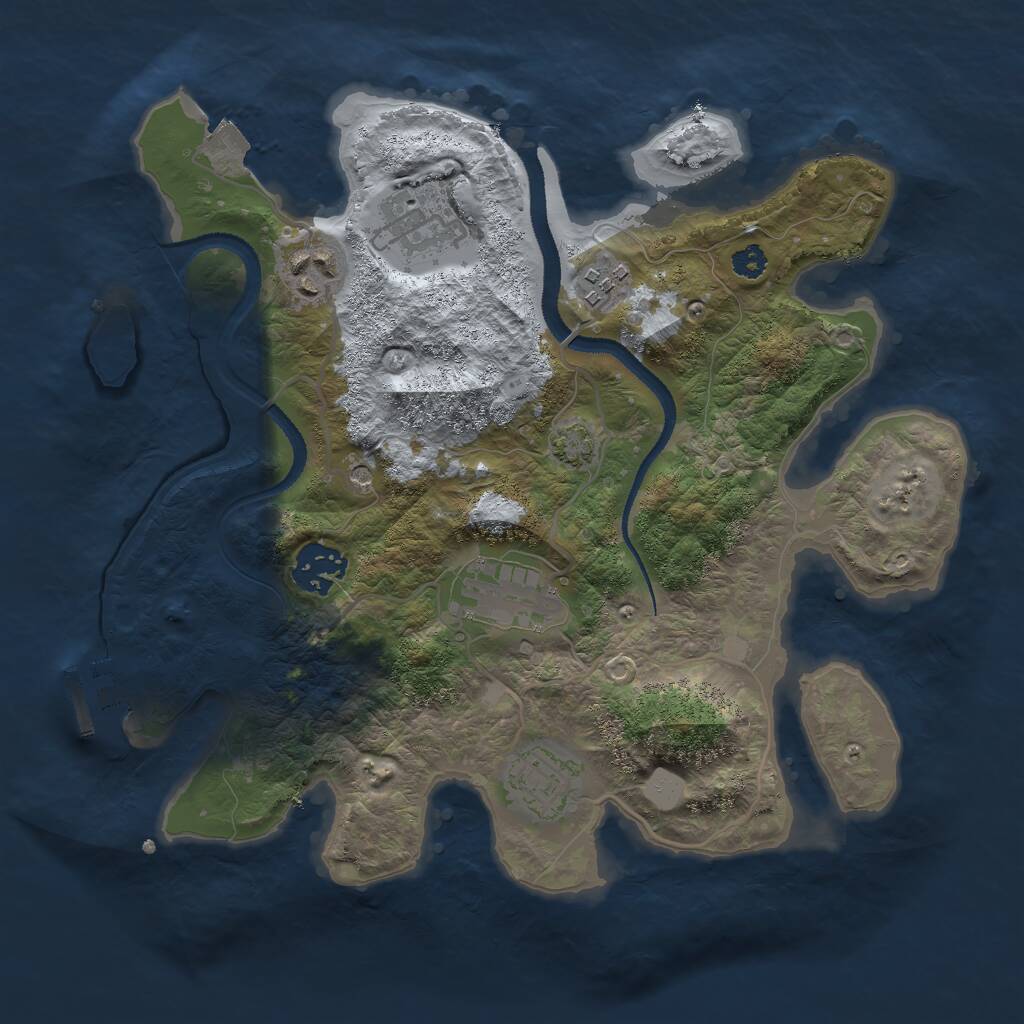 Rust Map: Procedural Map, Size: 3000, Seed: 2070253082, 10 Monuments