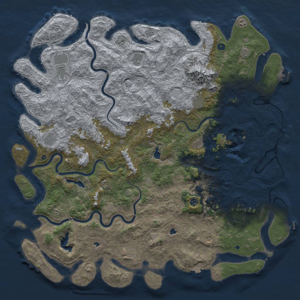 Rust Map: Procedural Map, Size: 6000, Seed: 1868933178, 17 Monuments