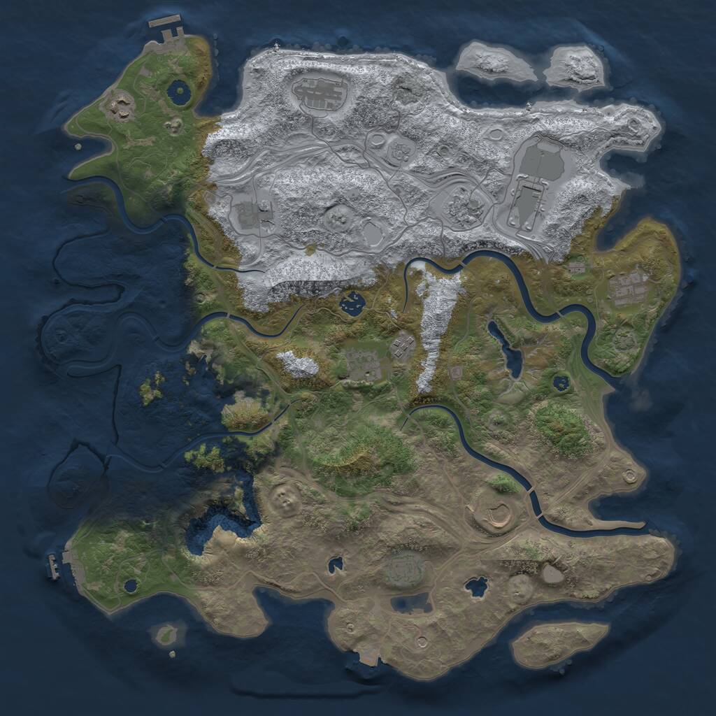 Rust Map: Procedural Map, Size: 4500, Seed: 146344028, 17 Monuments