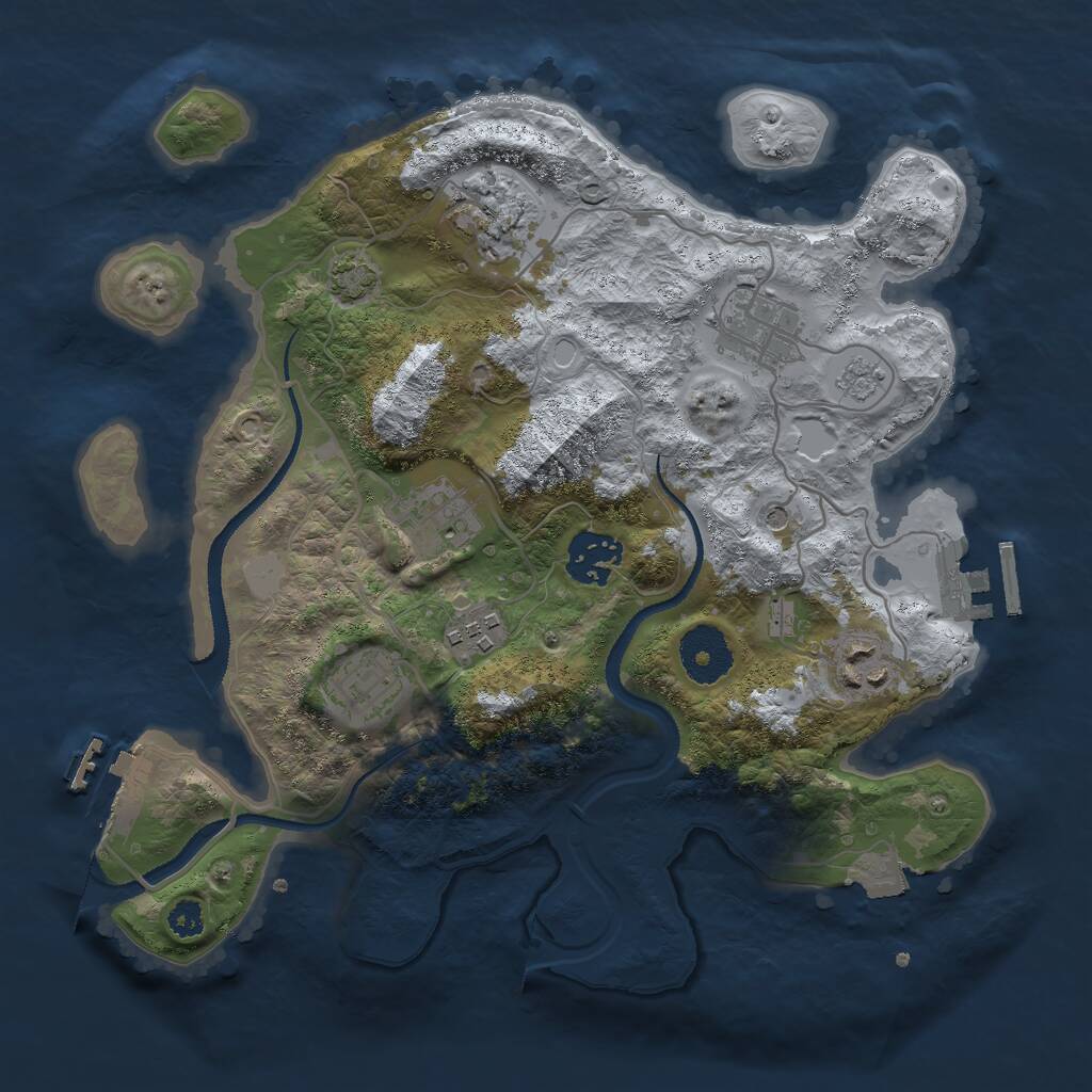 Rust Map: Procedural Map, Size: 3000, Seed: 69725, 13 Monuments