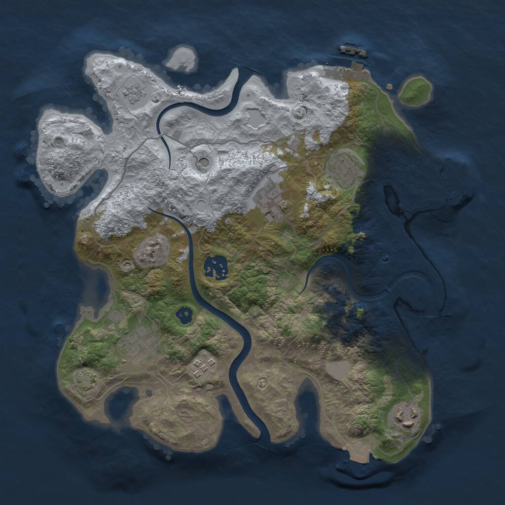 Rust Map: Procedural Map, Size: 3000, Seed: 674112345, 12 Monuments
