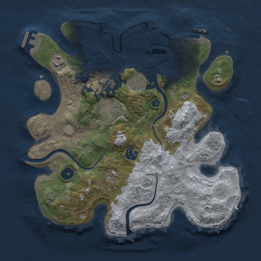 Rust Map: Procedural Map, Size: 3200, Seed: 1213290344, 12 Monuments