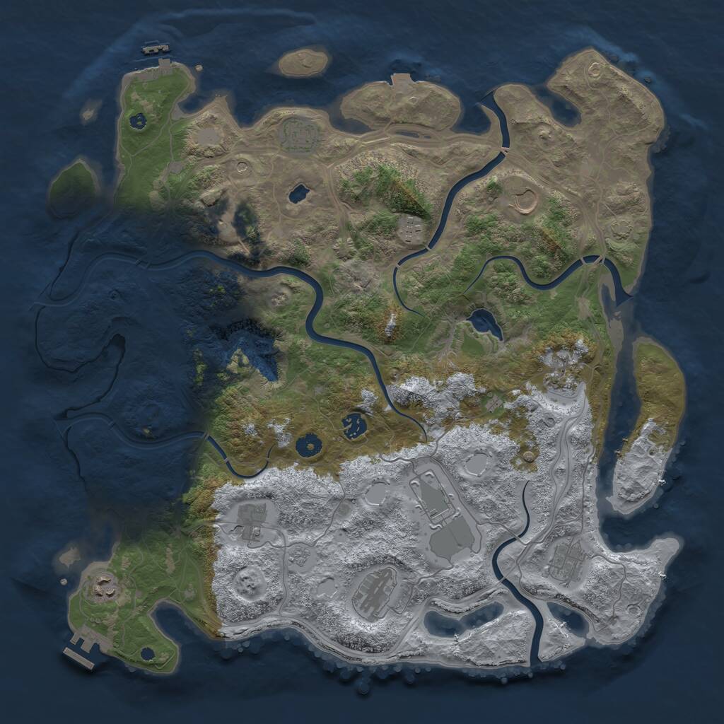Rust Map: Procedural Map, Size: 4400, Seed: 1029255407, 17 Monuments