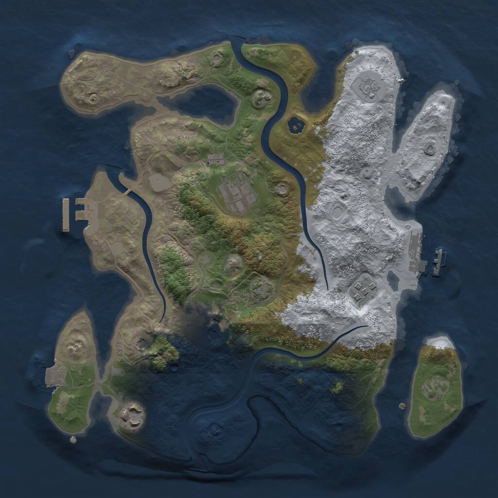 Rust Map: Procedural Map, Size: 3000, Seed: 1907624, 10 Monuments