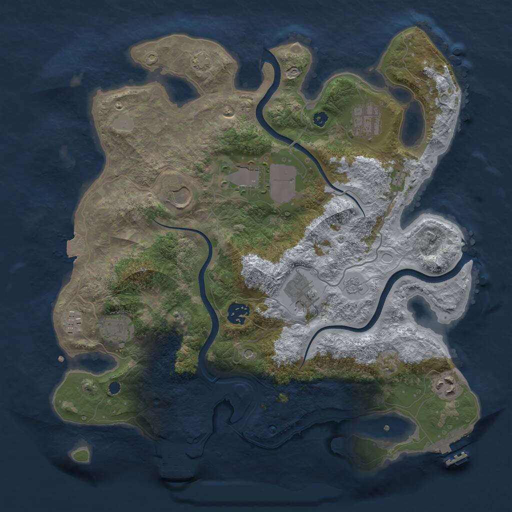 Rust Map: Procedural Map, Size: 3500, Seed: 29594087, 14 Monuments