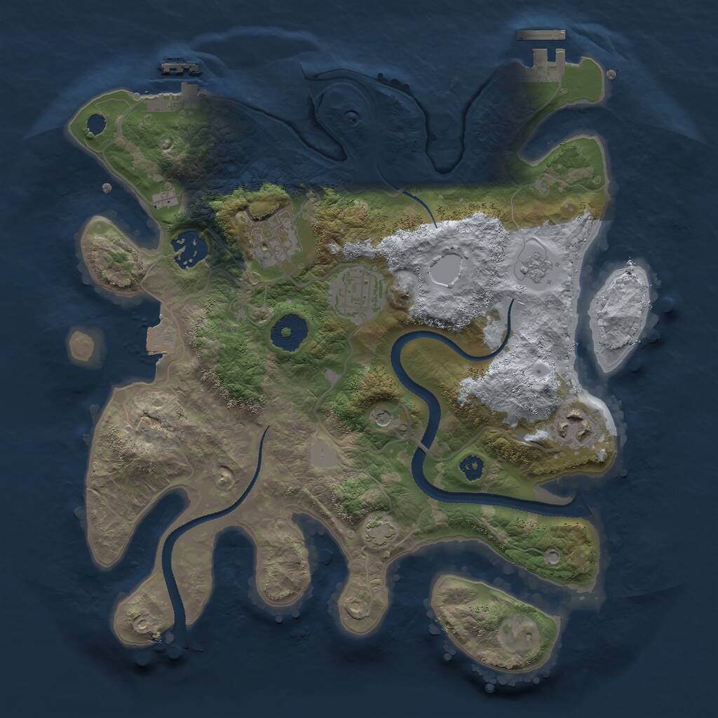 Rust Map: Procedural Map, Size: 3000, Seed: 22035, 10 Monuments