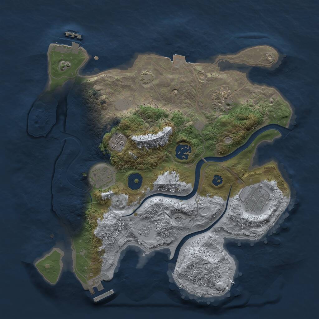 Rust Map: Procedural Map, Size: 3000, Seed: 687478933, 11 Monuments
