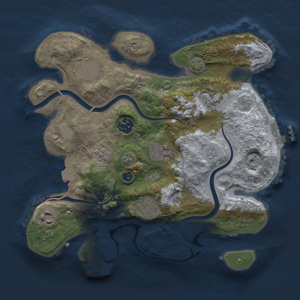 Rust Map: Procedural Map, Size: 3000, Seed: 215147, 13 Monuments