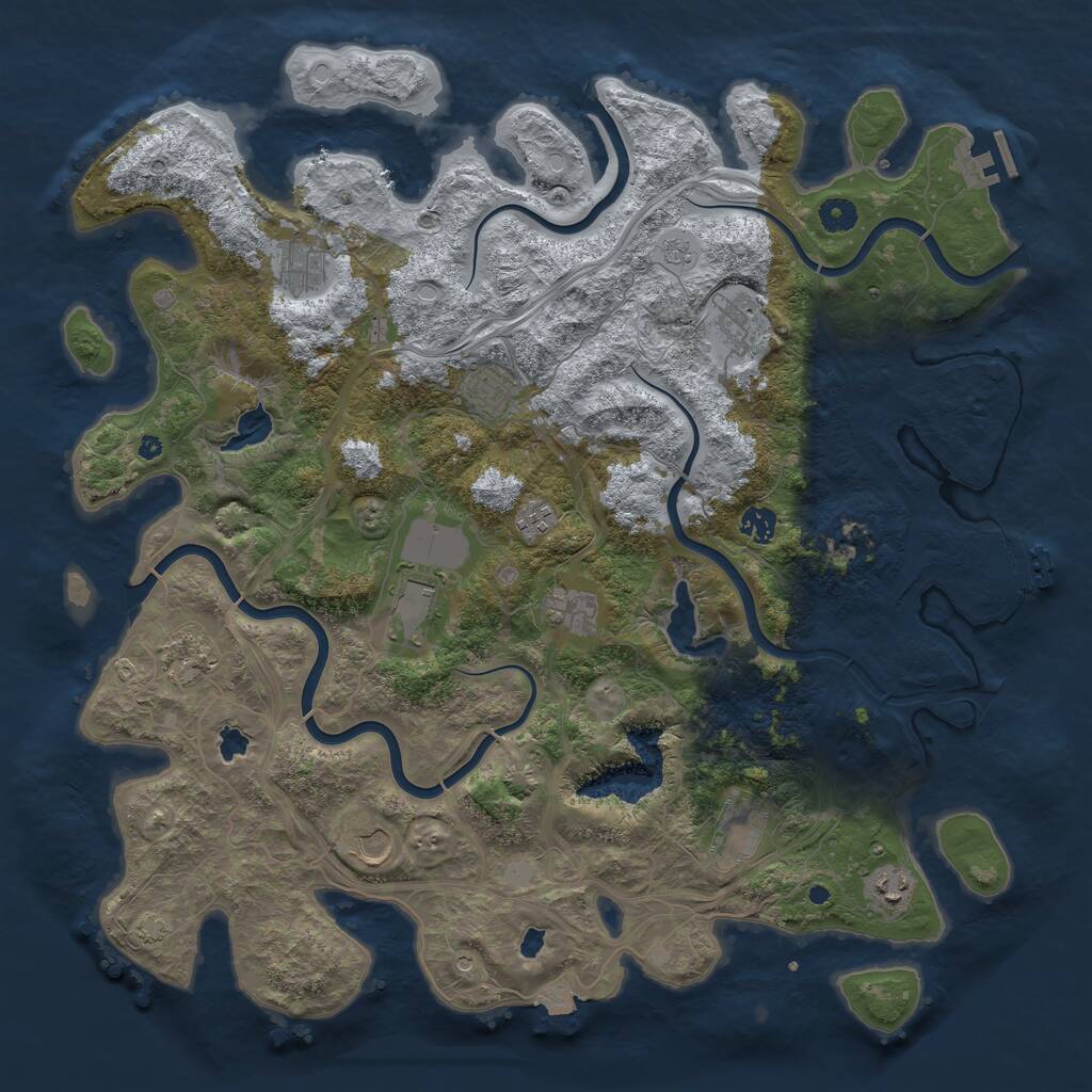 Rust Map: Procedural Map, Size: 4500, Seed: 239570193, 17 Monuments