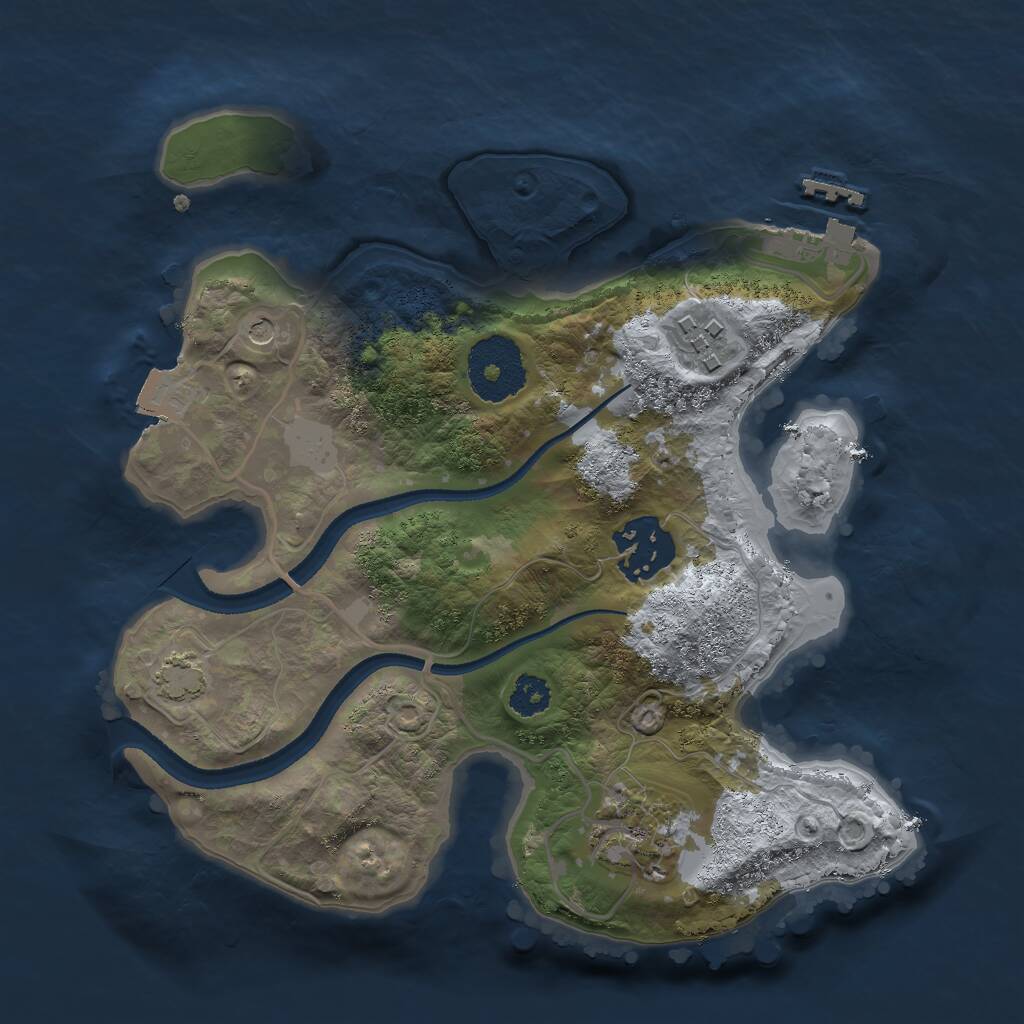 Rust Map: Procedural Map, Size: 2500, Seed: 264258869, 7 Monuments