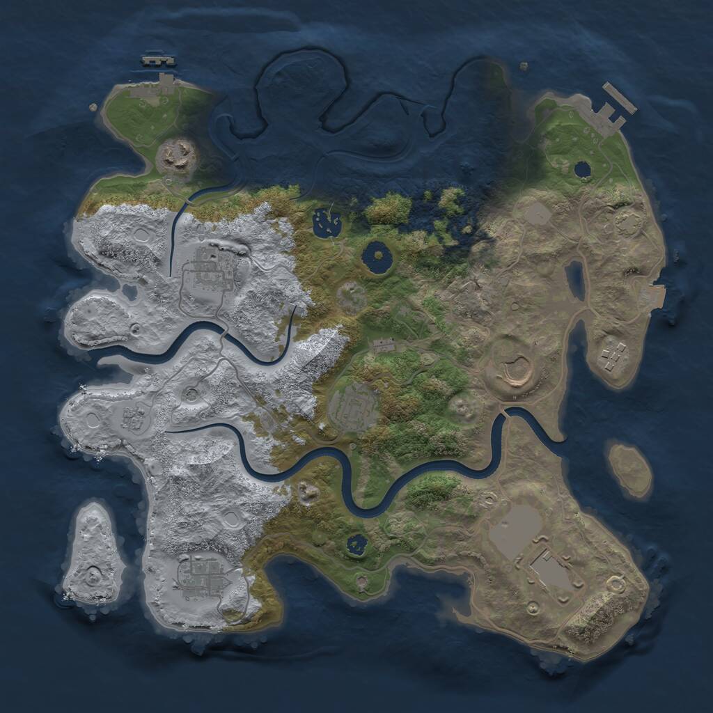Rust Map: Procedural Map, Size: 3500, Seed: 1126649970, 14 Monuments