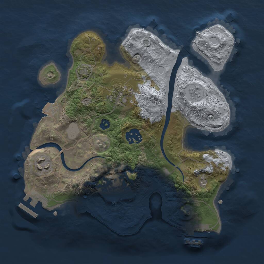 Rust Map: Procedural Map, Size: 2500, Seed: 1736824386, 10 Monuments