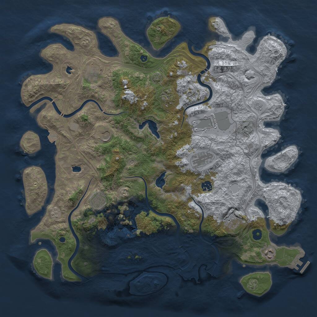 Rust Map: Procedural Map, Size: 4500, Seed: 604097723, 15 Monuments