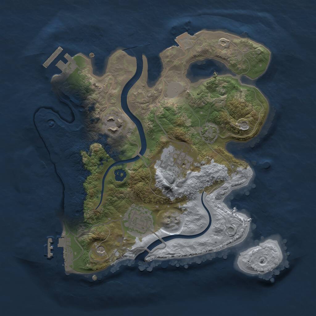 Rust Map: Procedural Map, Size: 2500, Seed: 1372114, 8 Monuments