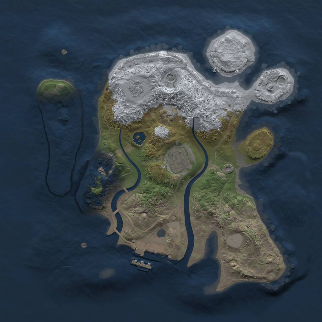 Rust Map: Procedural Map, Size: 2500, Seed: 1284672140, 6 Monuments