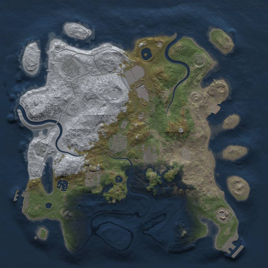 Rust Map: Procedural Map, Size: 3500, Seed: 836769442, 14 Monuments