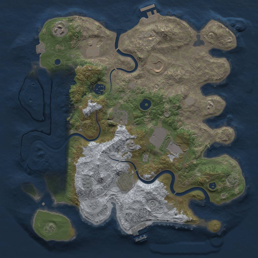 Rust Map: Procedural Map, Size: 3500, Seed: 9142711, 14 Monuments