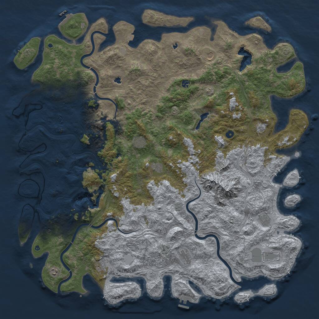 Rust Map: Procedural Map, Size: 6000, Seed: 990461182, 17 Monuments