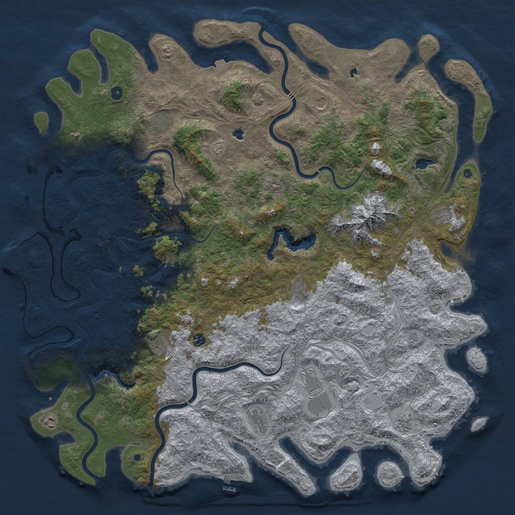 Rust Map: Procedural Map, Size: 6000, Seed: 952245495, 17 Monuments
