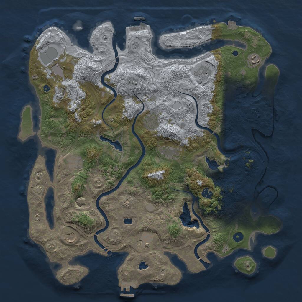 Rust Map: Procedural Map, Size: 4500, Seed: 74185329, 17 Monuments