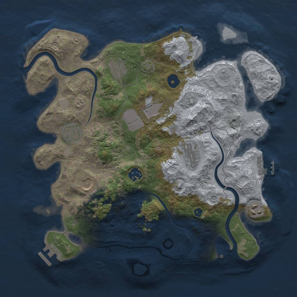 Rust Map: Procedural Map, Size: 3500, Seed: 1042351355, 13 Monuments