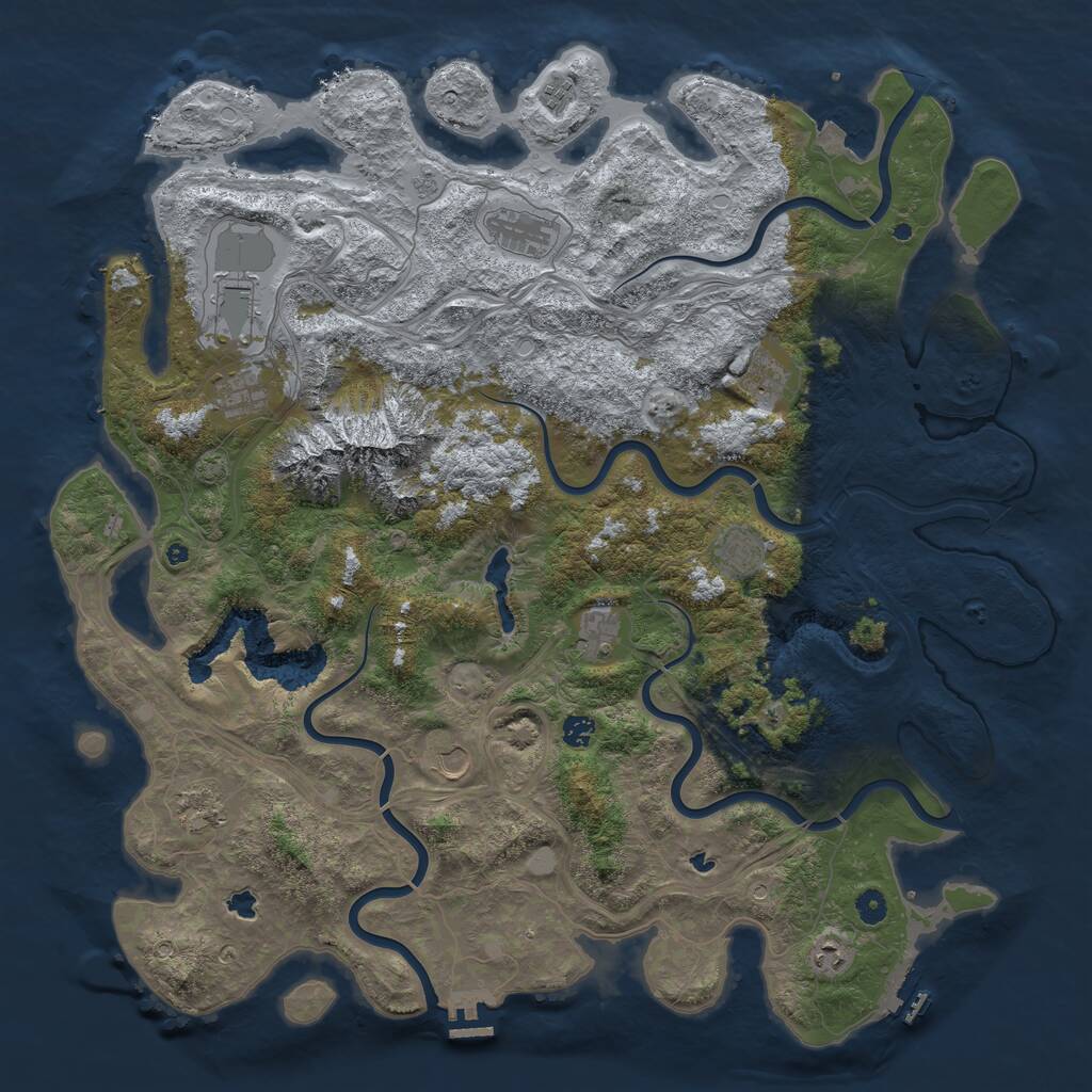 Rust Map: Procedural Map, Size: 5000, Seed: 75849342, 17 Monuments