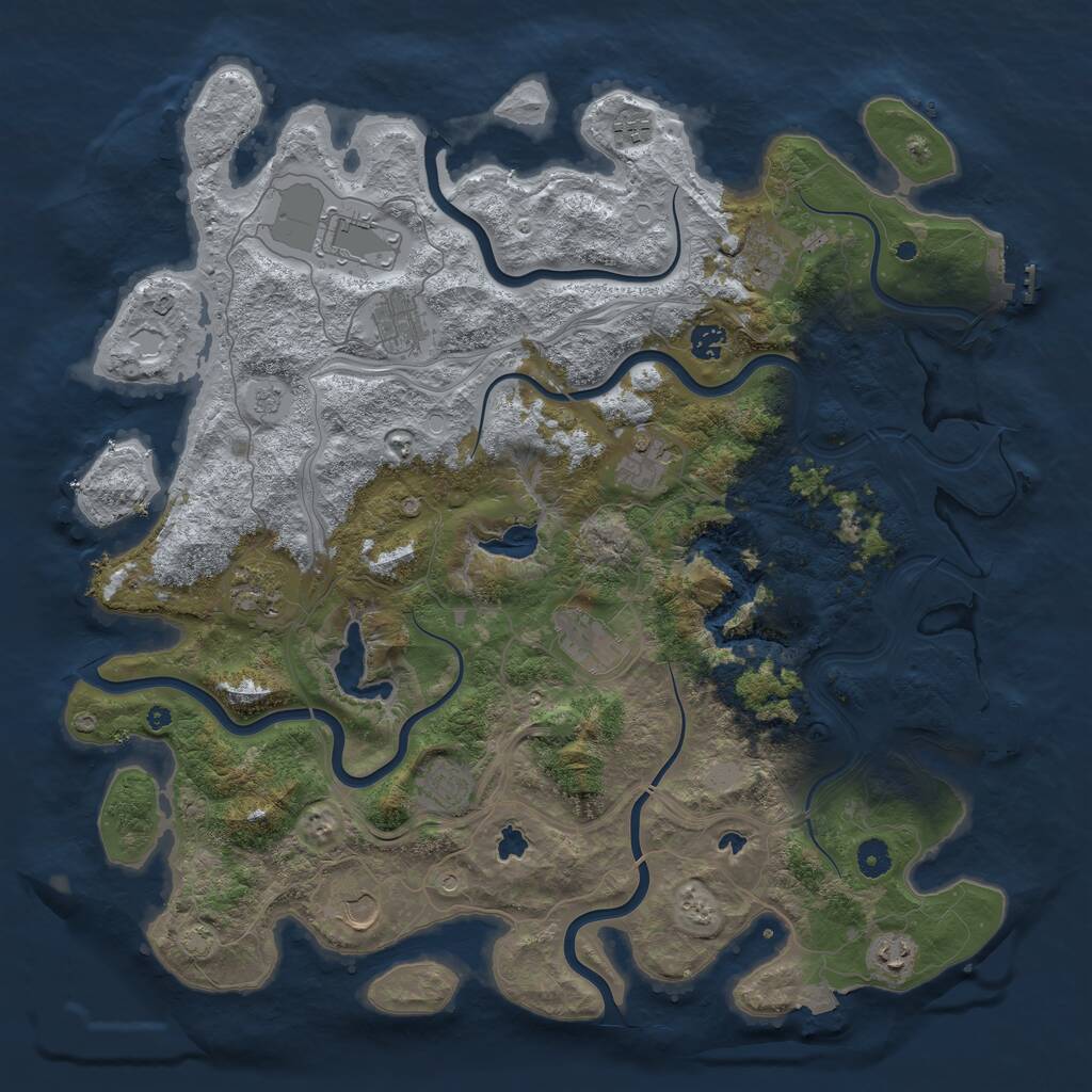 Rust Map: Procedural Map, Size: 4500, Seed: 241387999, 17 Monuments