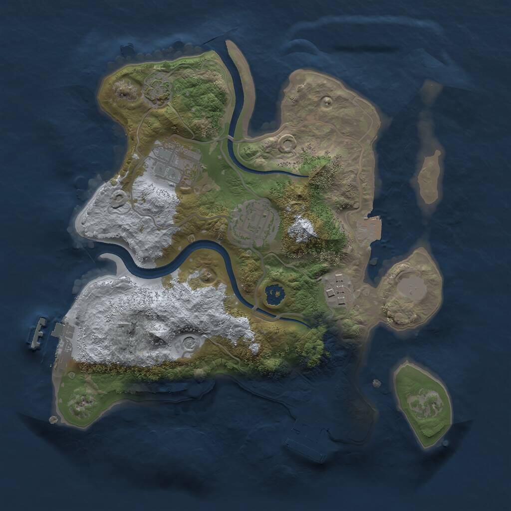 Rust Map: Procedural Map, Size: 2500, Seed: 1014621068, 8 Monuments