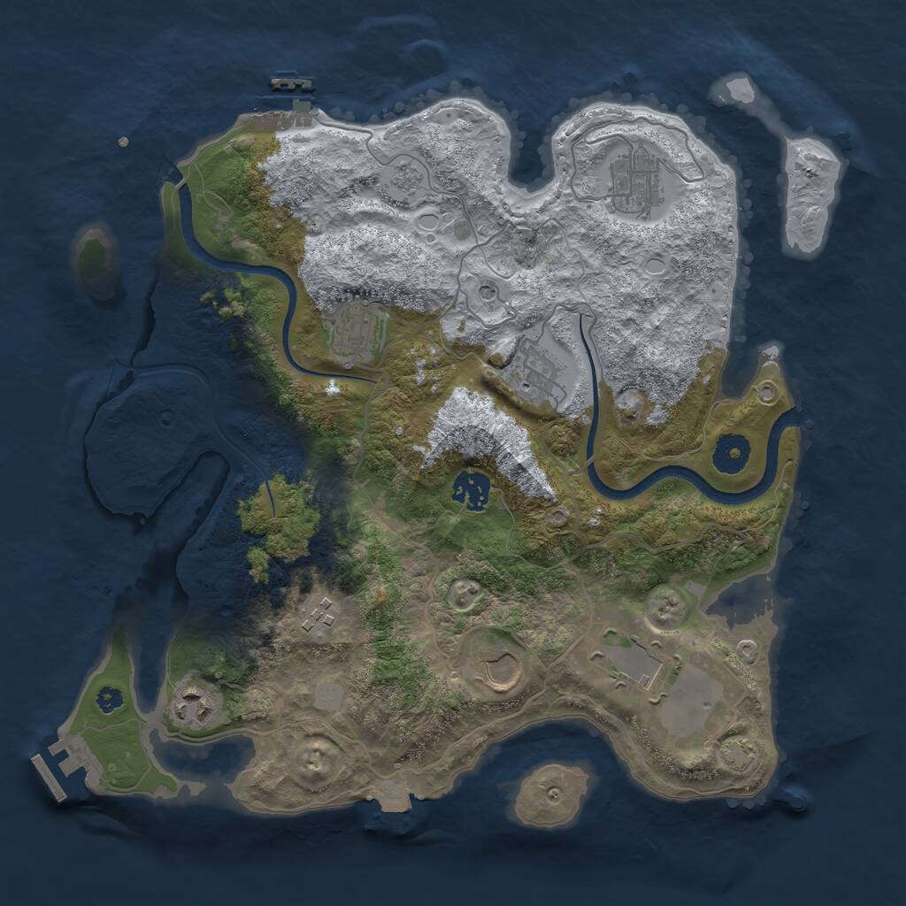 Rust Map: Procedural Map, Size: 3500, Seed: 168545693, 14 Monuments