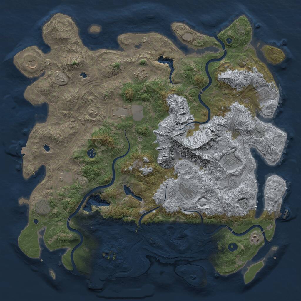 Rust Map: Procedural Map, Size: 5000, Seed: 213353453, 17 Monuments