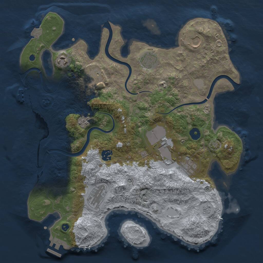 Rust Map: Procedural Map, Size: 3500, Seed: 1989989014, 15 Monuments