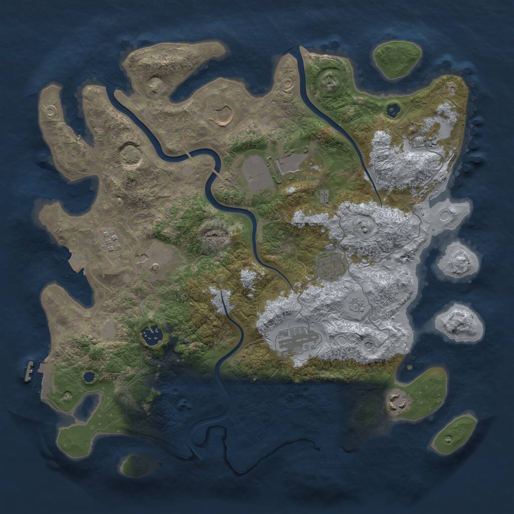 Rust Map: Procedural Map, Size: 3800, Seed: 1575594197, 15 Monuments
