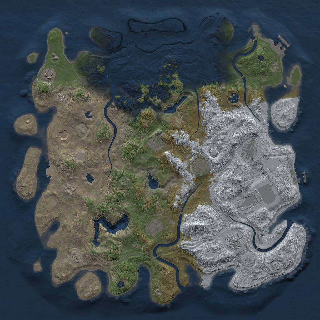 Rust Map: Procedural Map, Size: 4500, Seed: 287423827, 16 Monuments