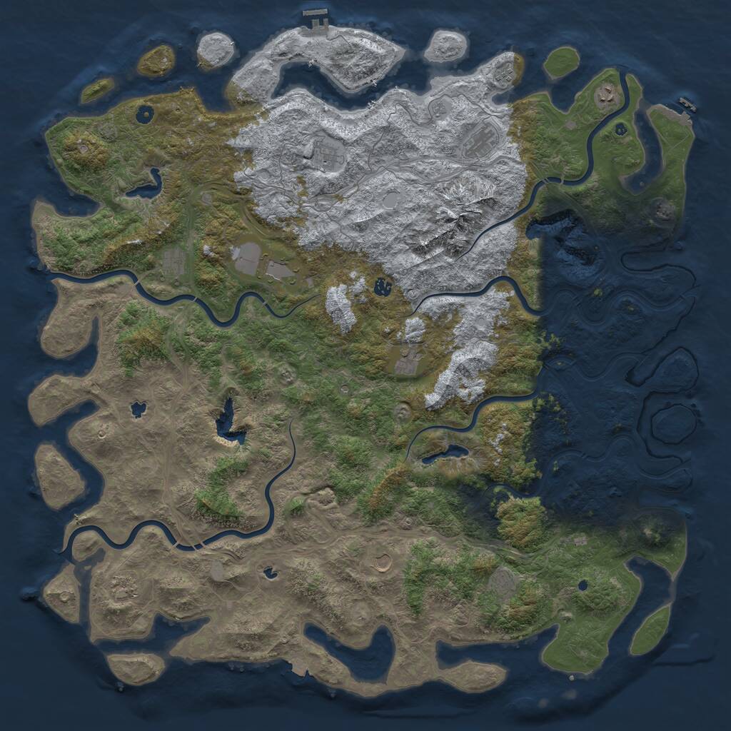 Rust Map: Procedural Map, Size: 6000, Seed: 91709909, 17 Monuments