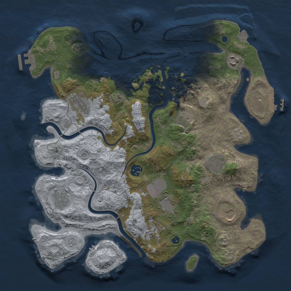 Rust Map: Procedural Map, Size: 3750, Seed: 2103163666, 16 Monuments