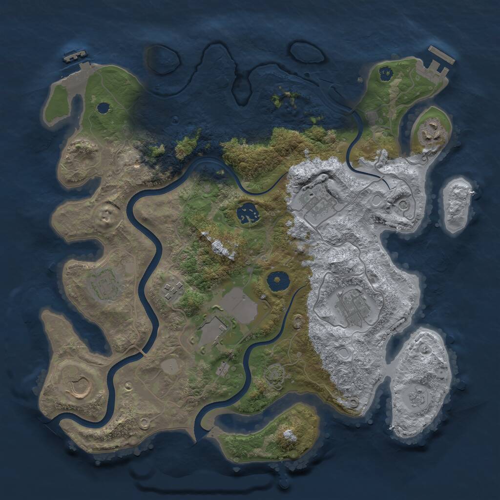 Rust Map: Procedural Map, Size: 3500, Seed: 2009126892, 14 Monuments