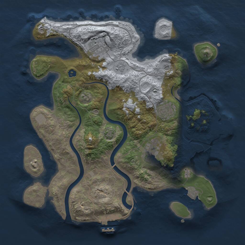 Rust Map: Procedural Map, Size: 3000, Seed: 12924617, 9 Monuments