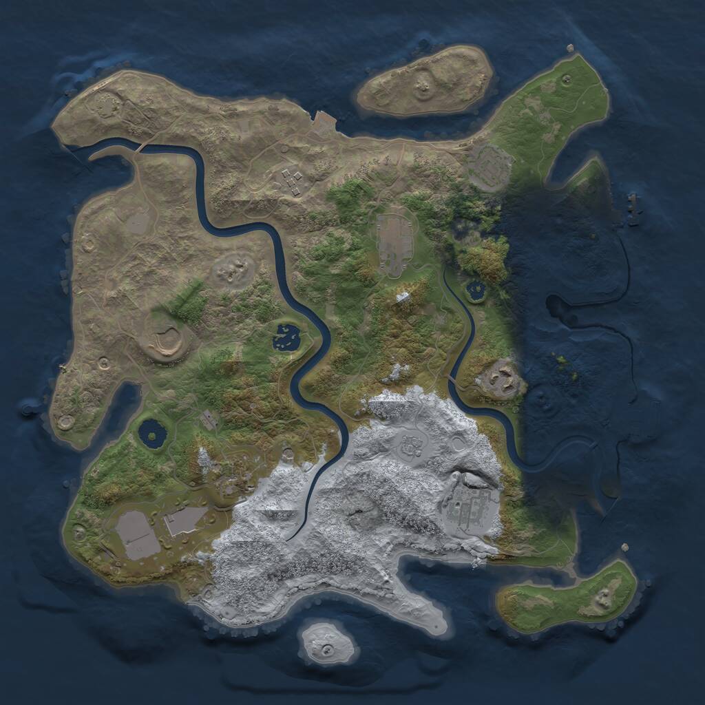 Rust Map: Procedural Map, Size: 3750, Seed: 2103163667, 15 Monuments