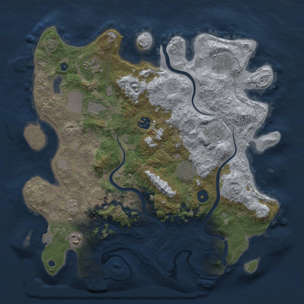 Rust Map: Procedural Map, Size: 3750, Seed: 2103163668, 15 Monuments