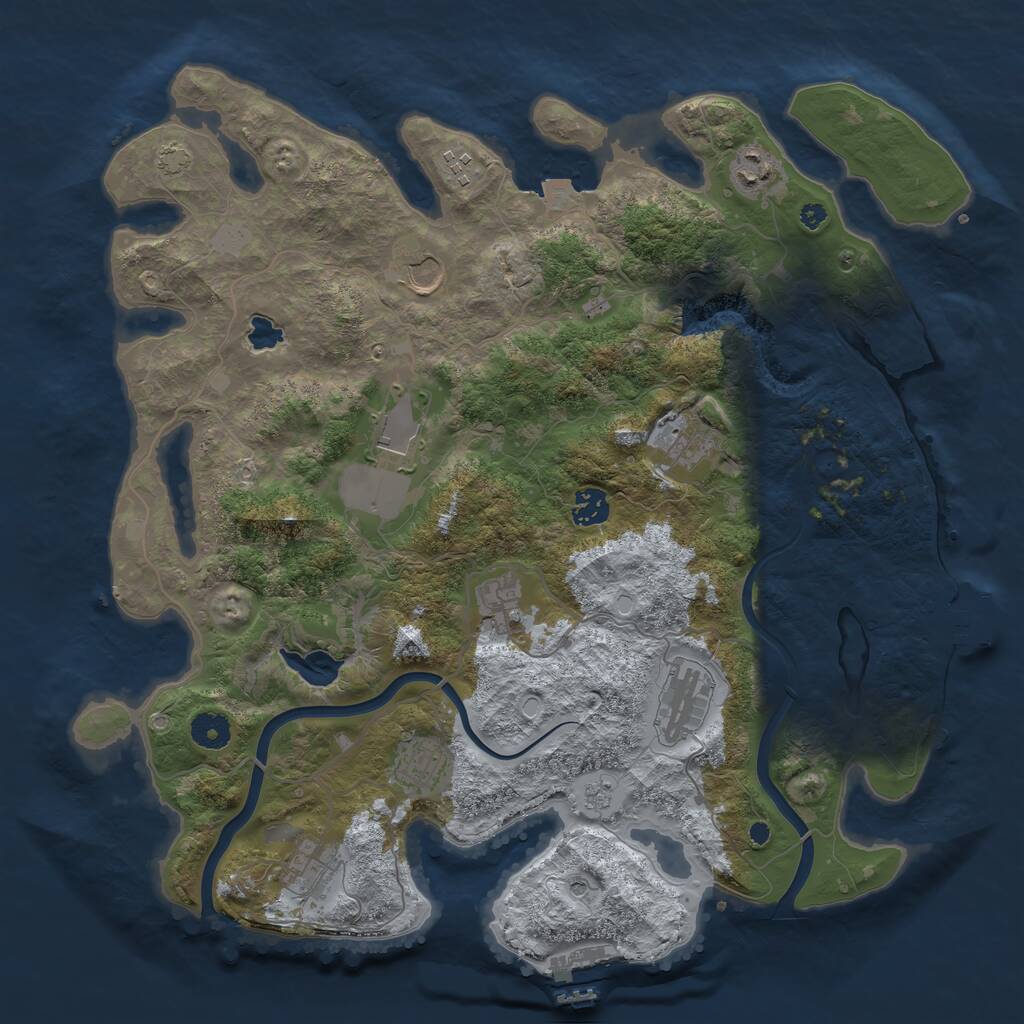 Rust Map: Procedural Map, Size: 4000, Seed: 4103, 16 Monuments