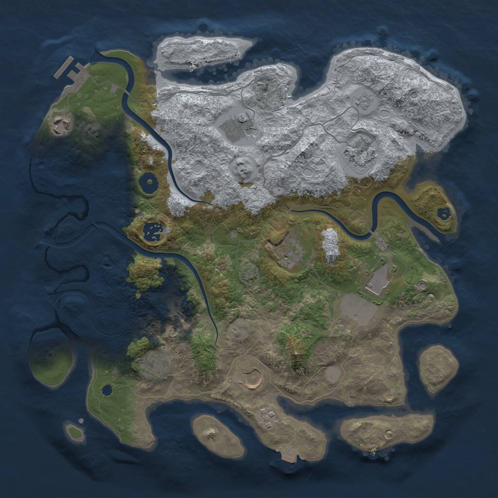 Rust Map: Procedural Map, Size: 3750, Seed: 2103163669, 14 Monuments