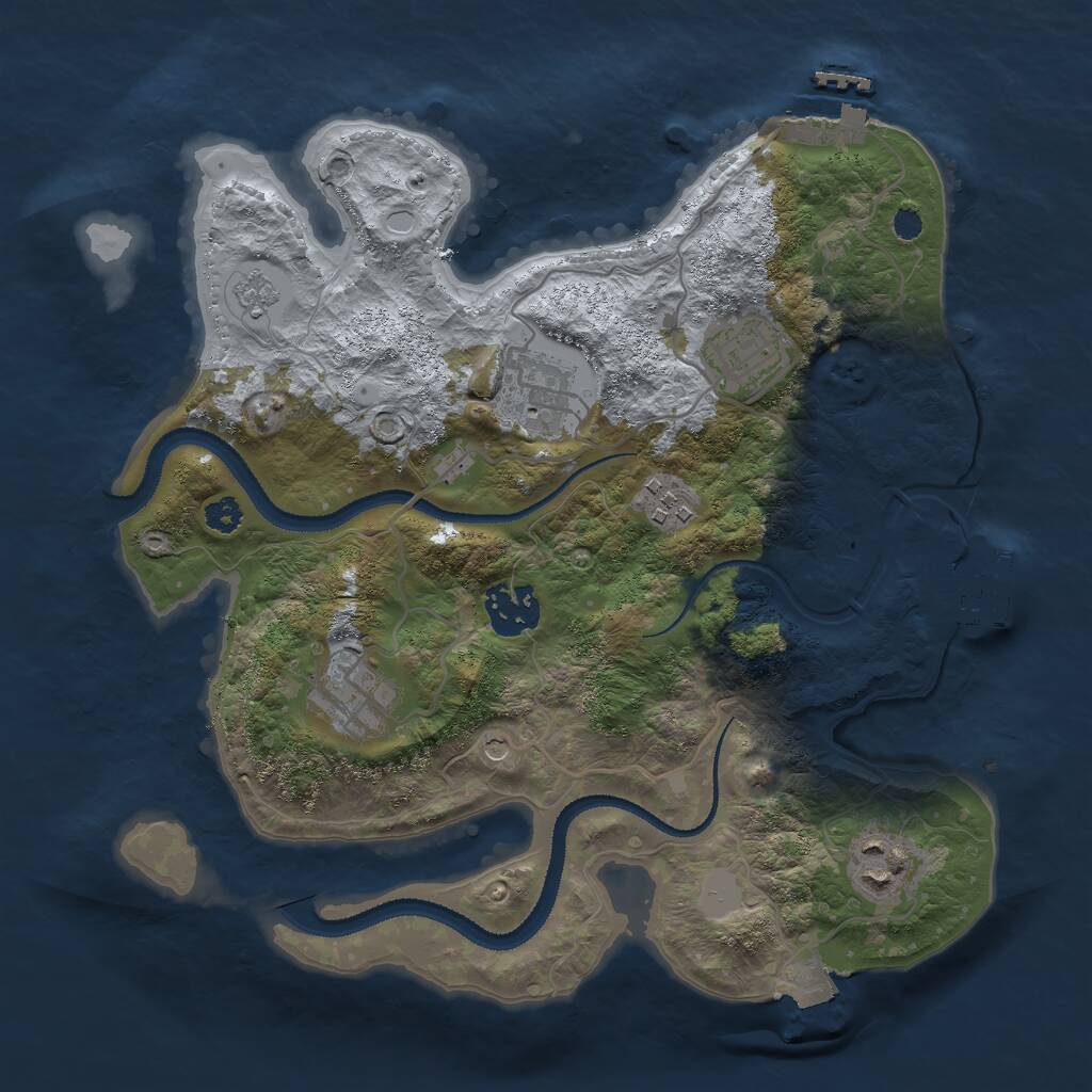 Rust Map: Procedural Map, Size: 3000, Seed: 1038810579, 11 Monuments