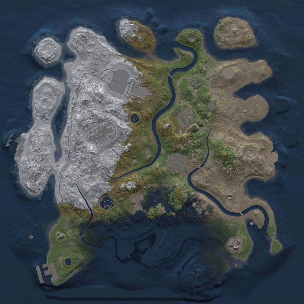 Rust Map: Procedural Map, Size: 3500, Seed: 5431433, 14 Monuments