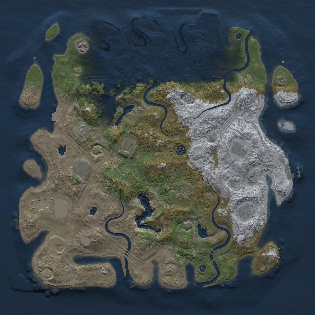 Rust Map: Procedural Map, Size: 4500, Seed: 144343254, 16 Monuments