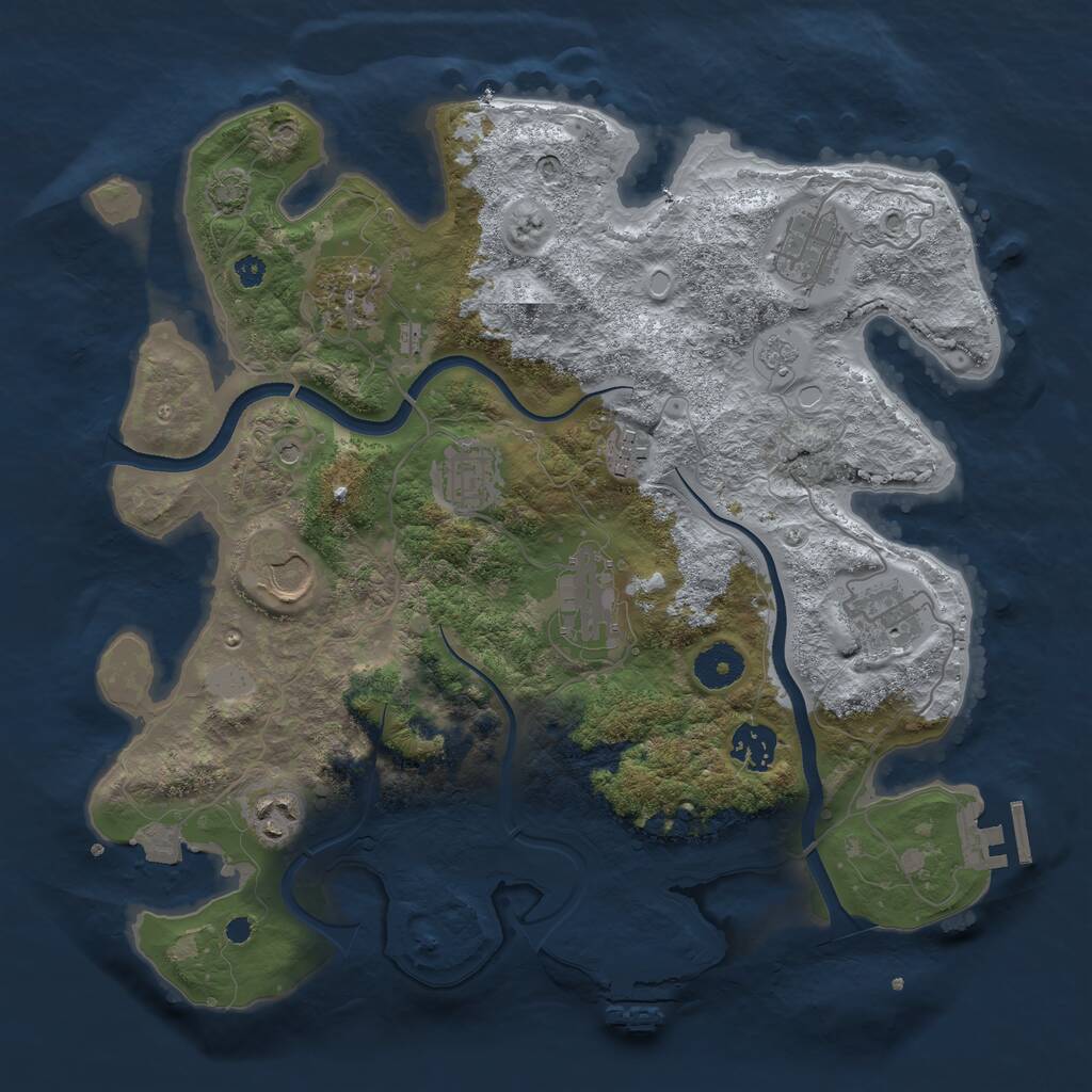 Rust Map: Procedural Map, Size: 3500, Seed: 7545763, 15 Monuments